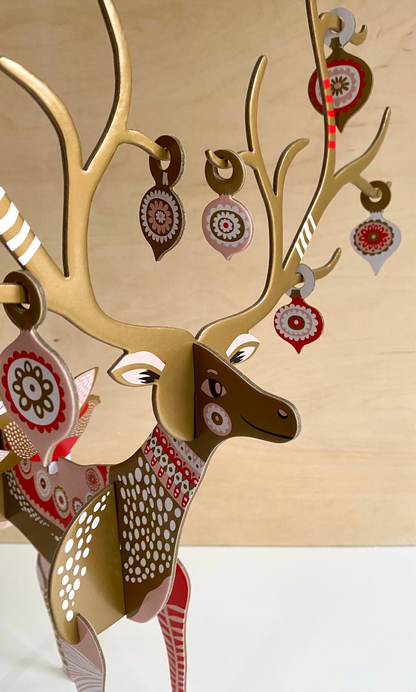 Large Folksy Reindeer Pop and Slot Decoration POP087 (NOT an Advent Calendar)