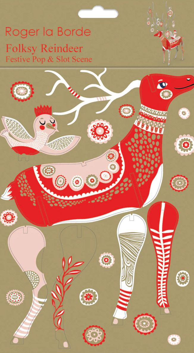 Mini Folksy Reindeer Pop and Slot Decoration POP086 (NOT an Advent Calendar)