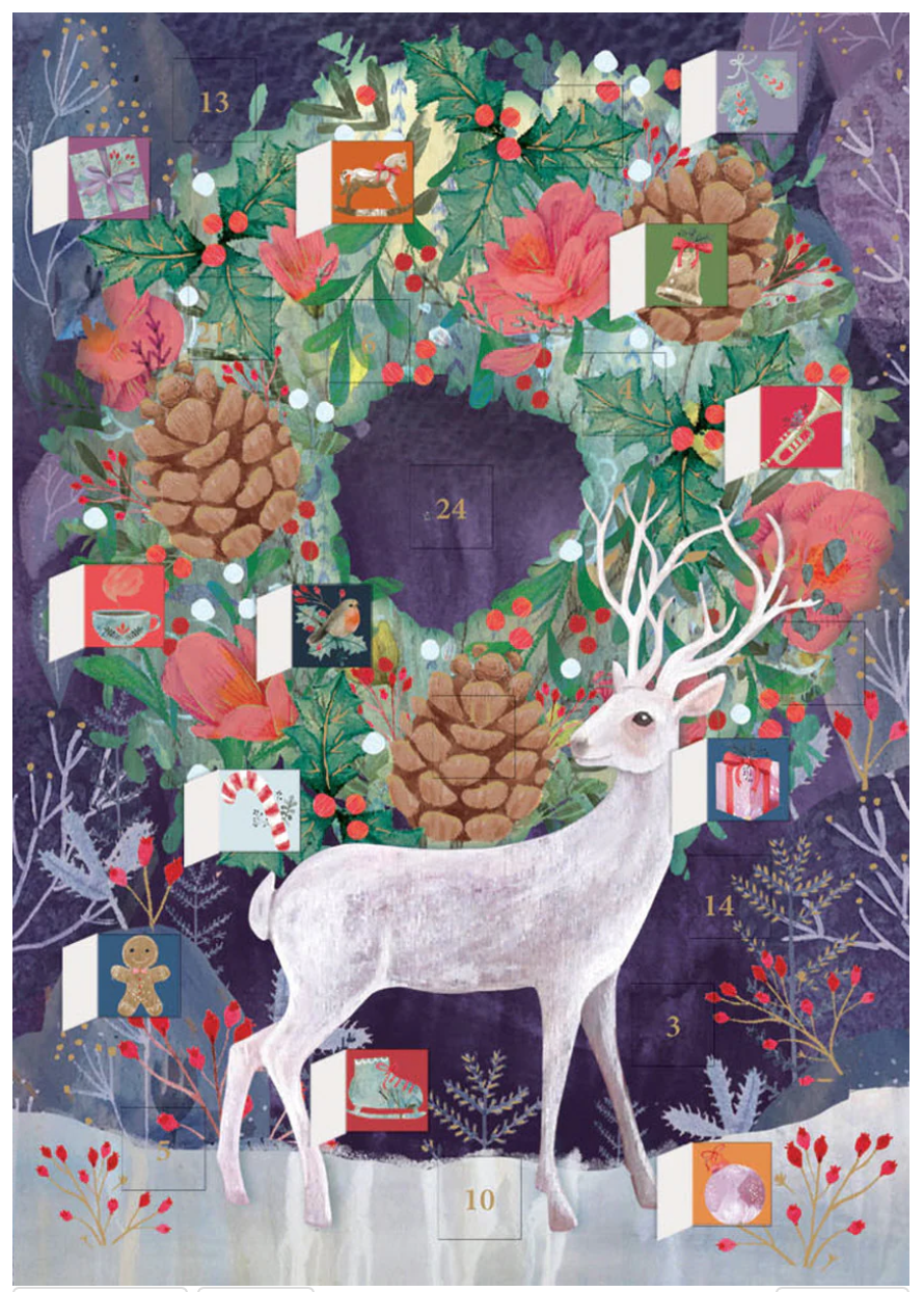 Silver Stag Mini Advent Calendar Card by Kendra Binney ACC092