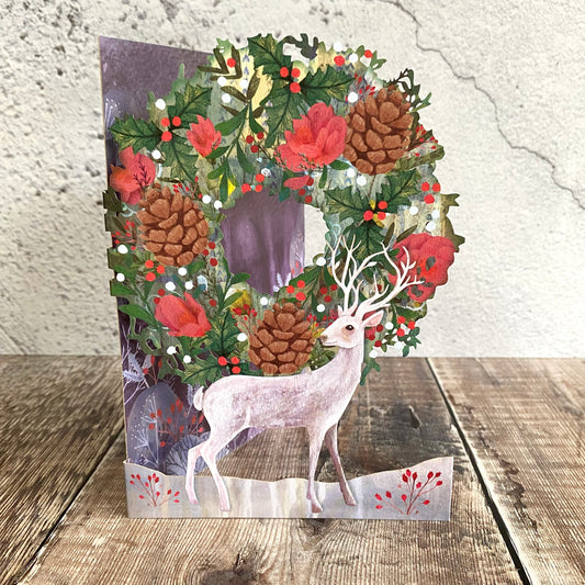 Silver Stag Lasercut Christmas Card by Kendra Binney GCX988
