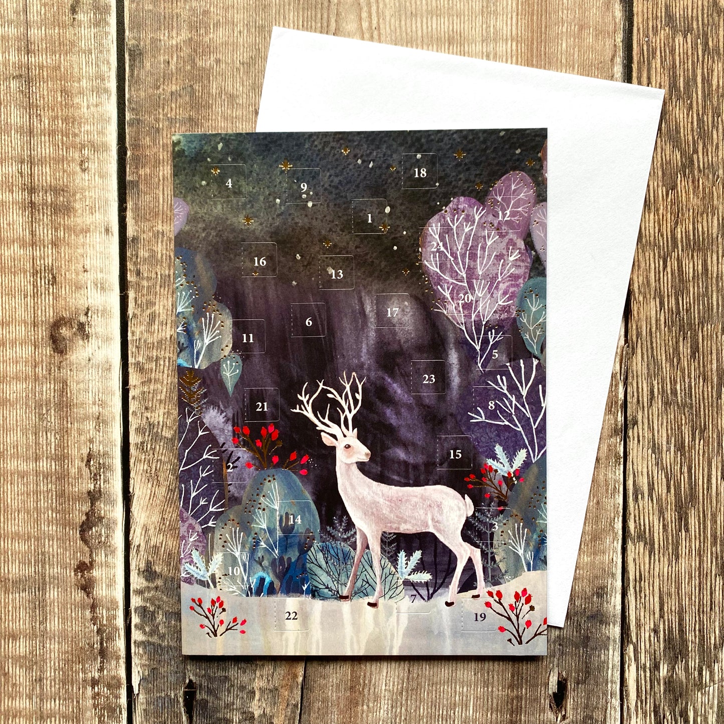Silver Stag Mini Advent Calendar Card by Kendra Binney ACC074