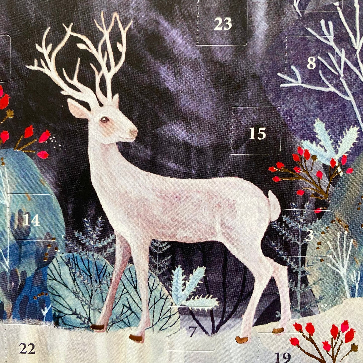Silver Stag Mini Advent Calendar Card by Kendra Binney ACC074