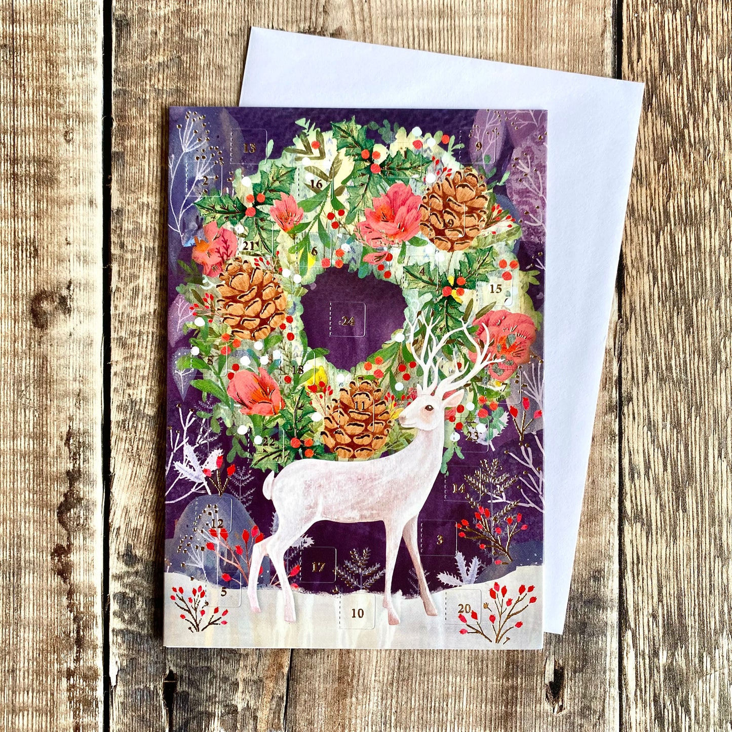 Silver Stag Mini Advent Calendar Card by Kendra Binney ACC092