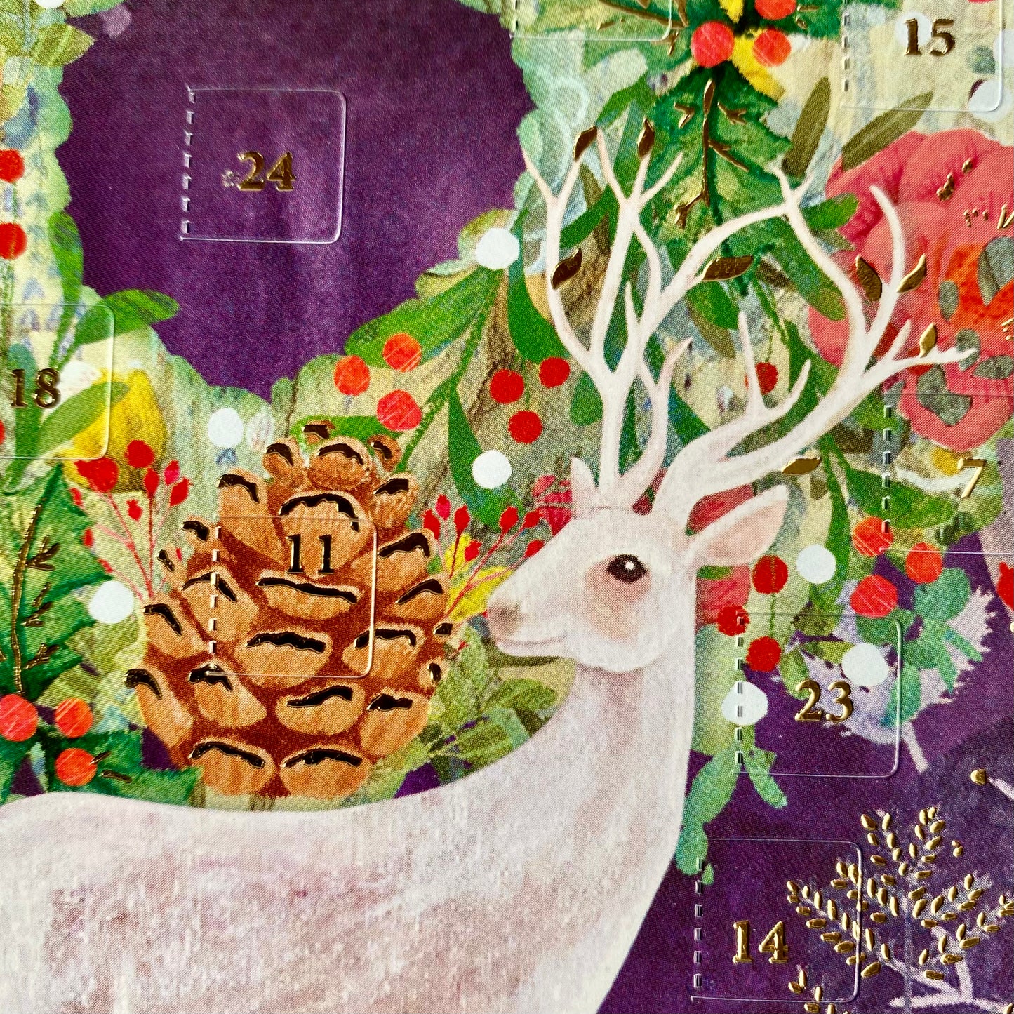 Silver Stag Mini Advent Calendar Card by Kendra Binney ACC092