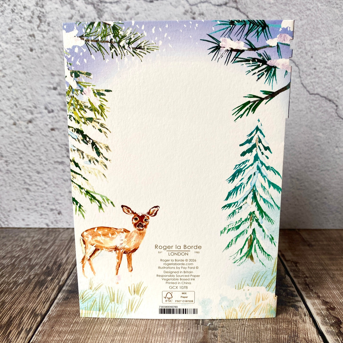 Wild Winters Song (Blue) - Owl Lasercut Christmas Card by Fay Ford GCX1078