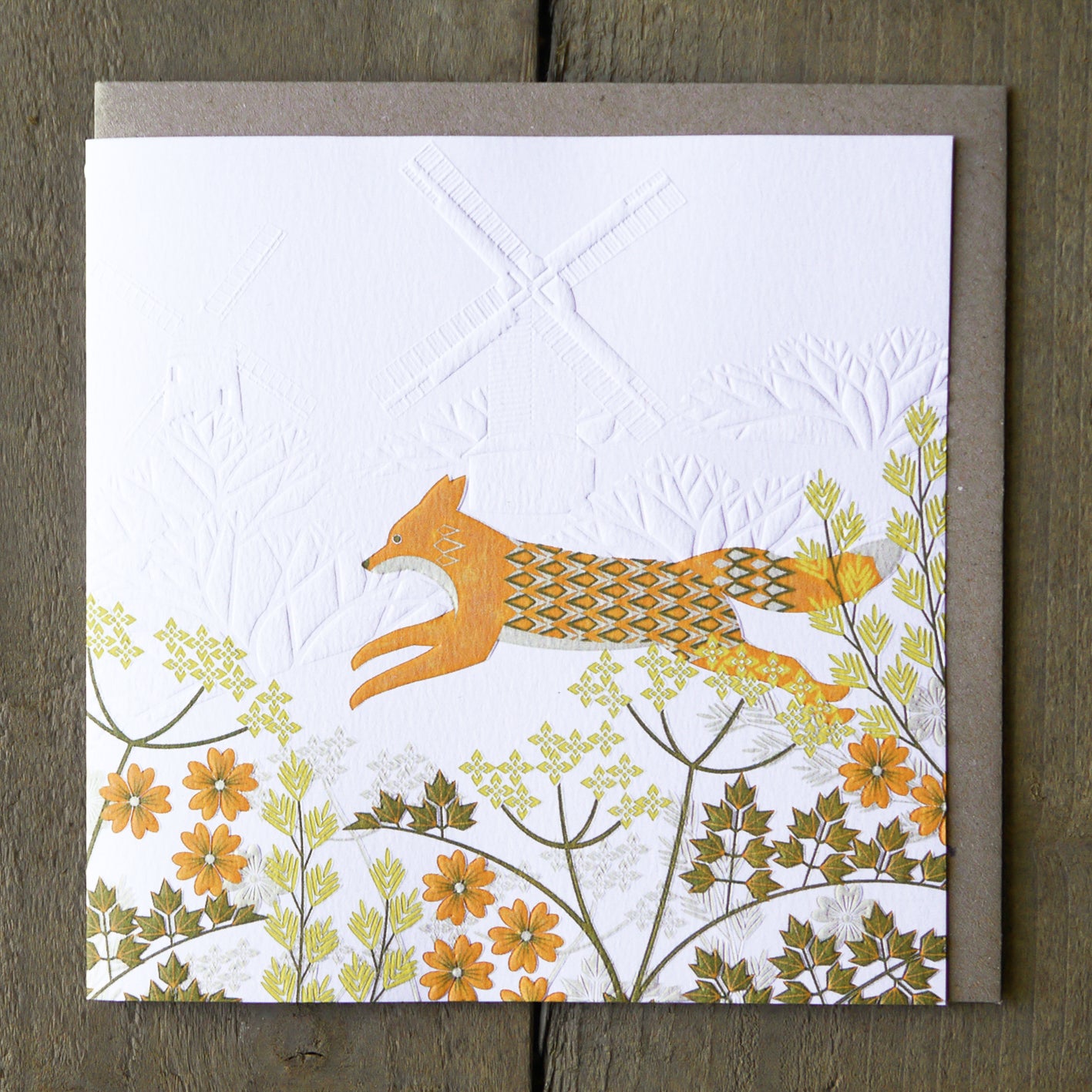 Fox Lino Print Card by Ashley Hutchinson LWE802