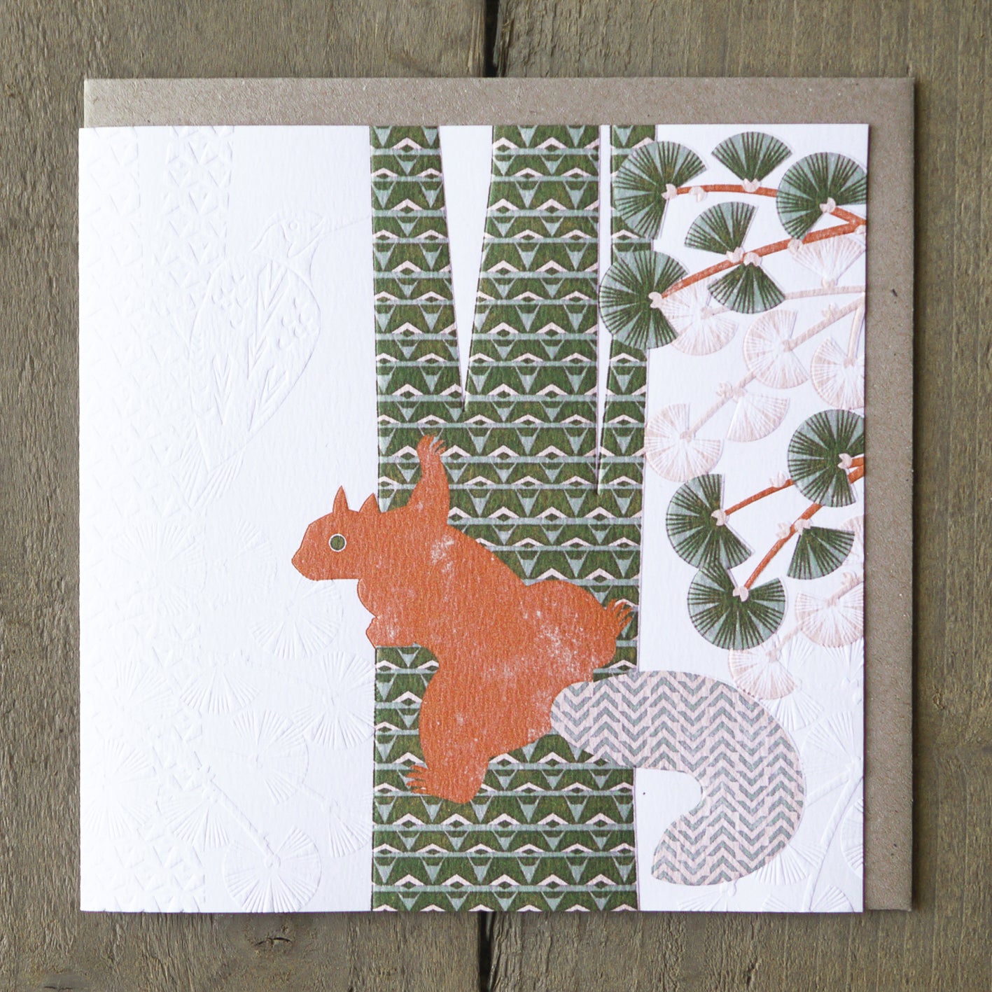 Red Squirrel Lino print Card by Ashley Hutchinson LWE805