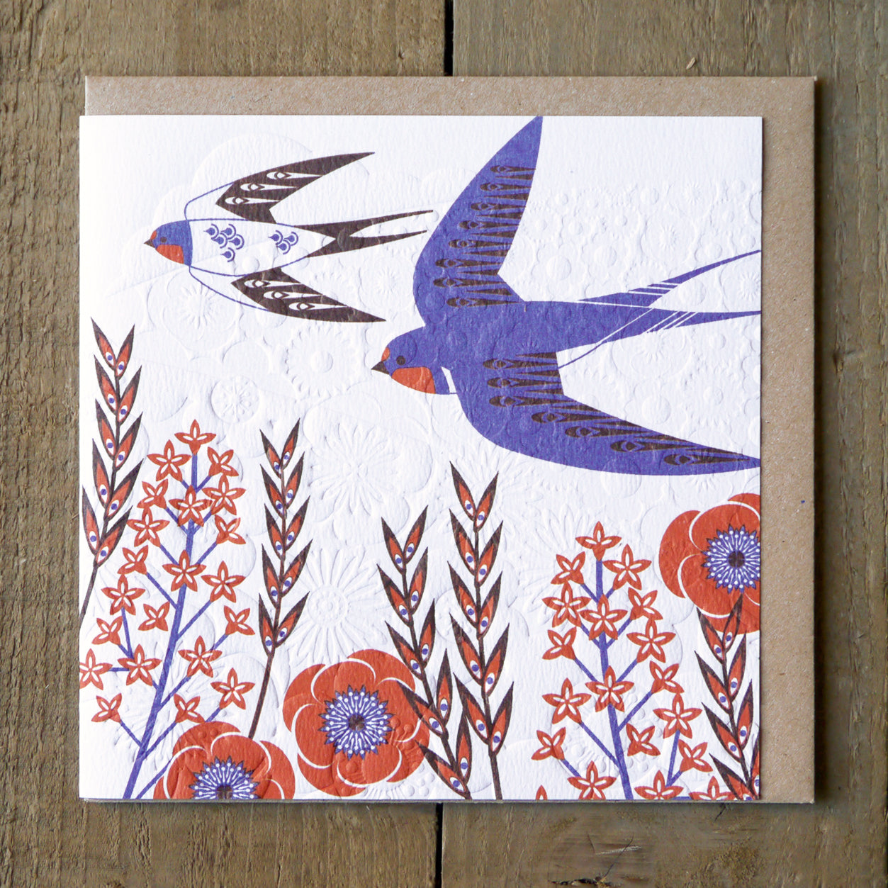 Swallow Linoprint Card by Ashley Hutchinson LBC852