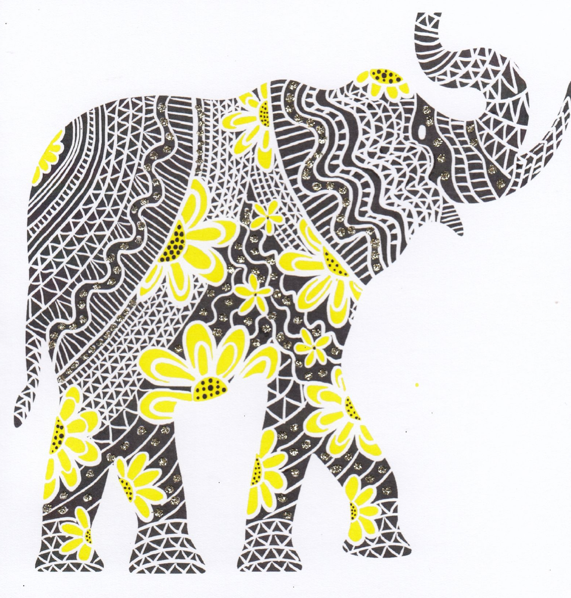 Elephant Yellow Flowers, Heather Martin 07YG