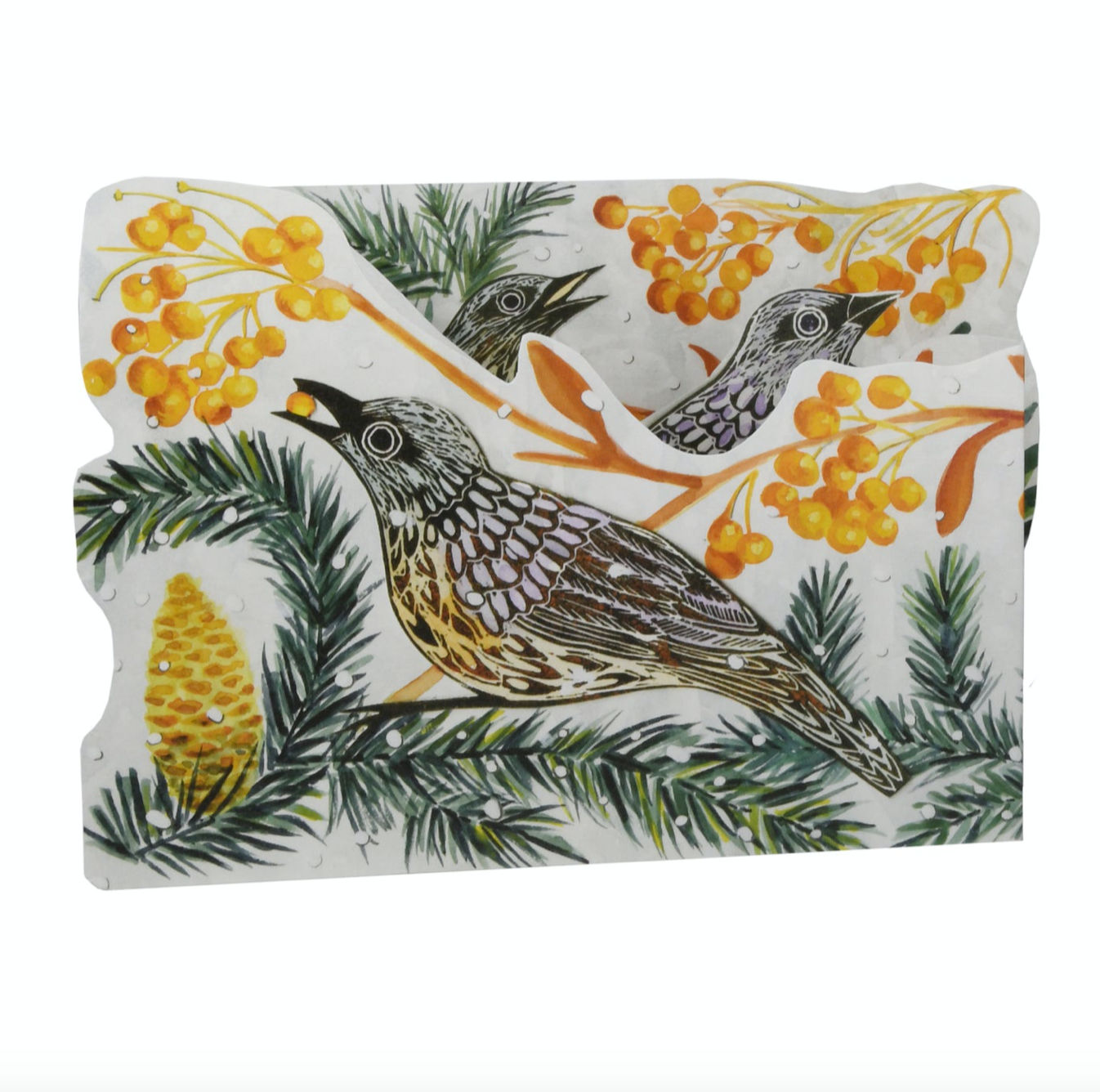 3D Autumn Fieldfare by Printmaker Judy Lumley