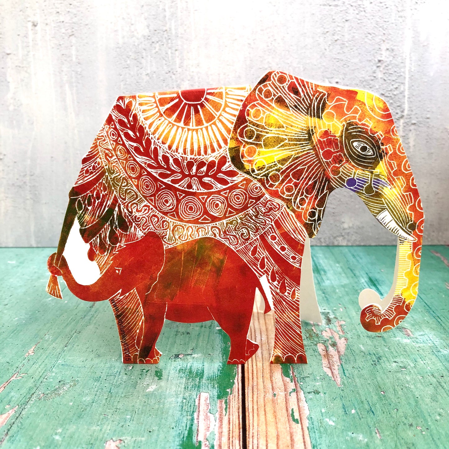 3D Elephant by Printmaker Judy Lumley