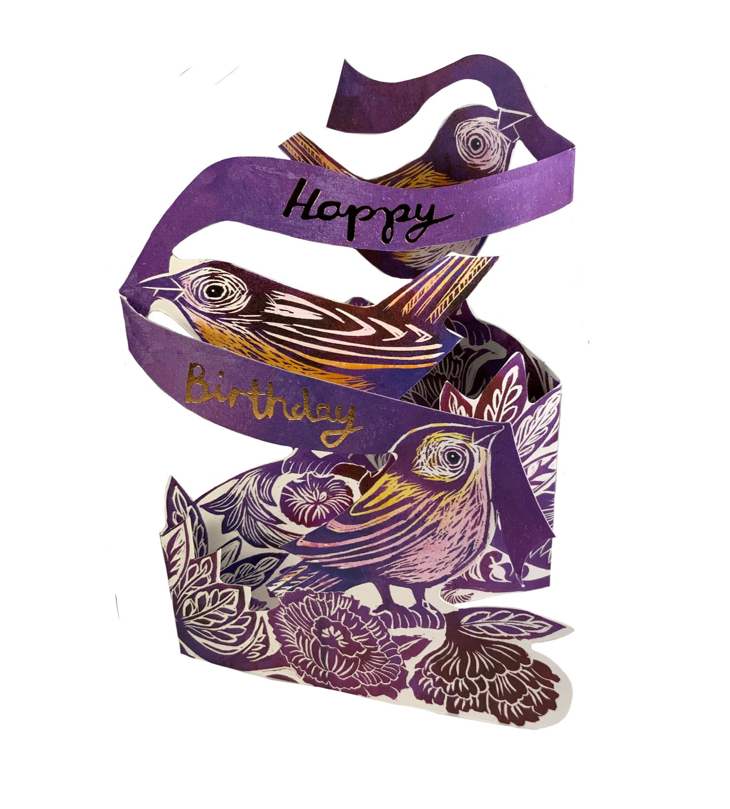 3D Birthday Birds by Printmaker Judy Lumley