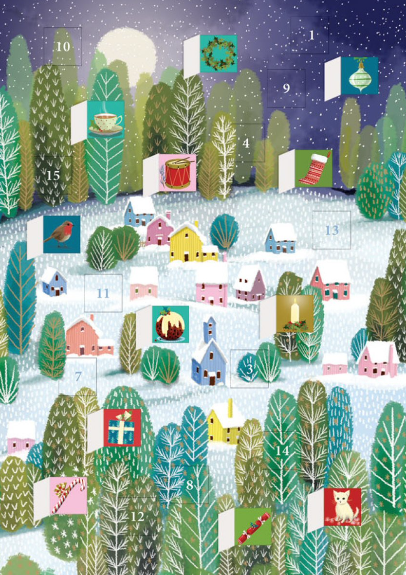 Little Houses Mini Advent Calendar Card by Jane Newland ACC070
