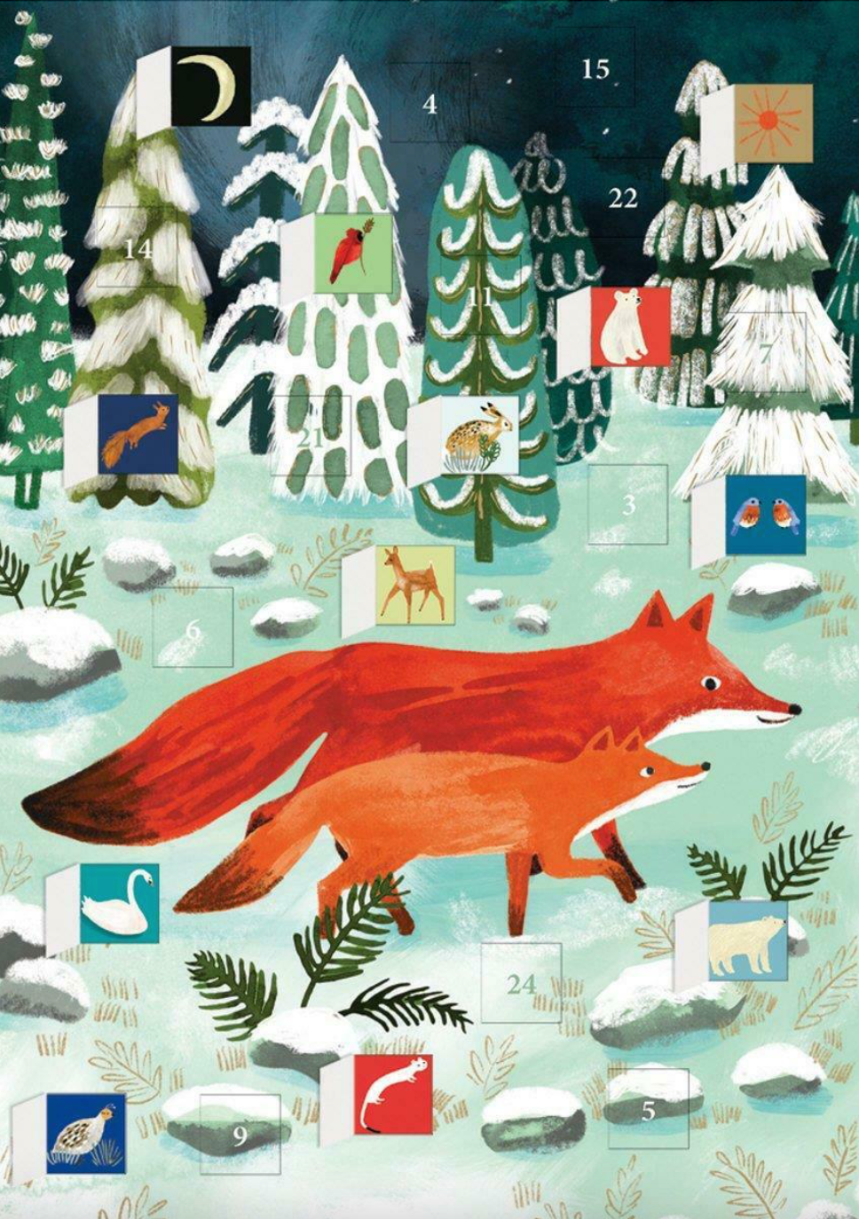 Lodestar Foxes Mini Advent Calendar Card by Katie Vernon ACC087