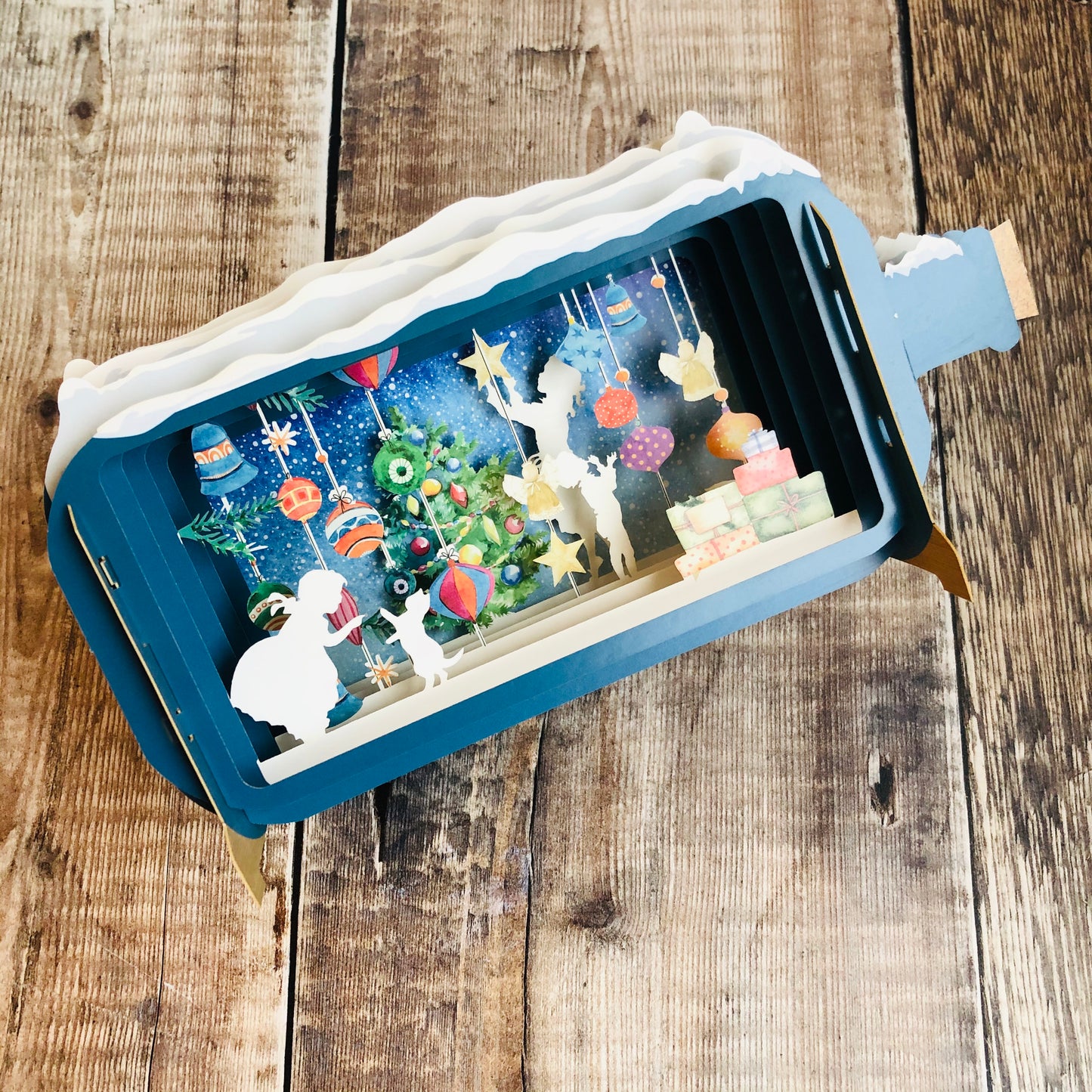 Message in a Bottle 3D Card Christmas Baubles XMIB029
