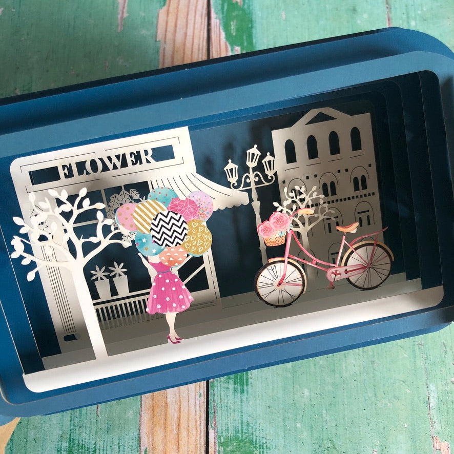 Message in a Bottle 3D Card Bicycle and Balloons MIB092