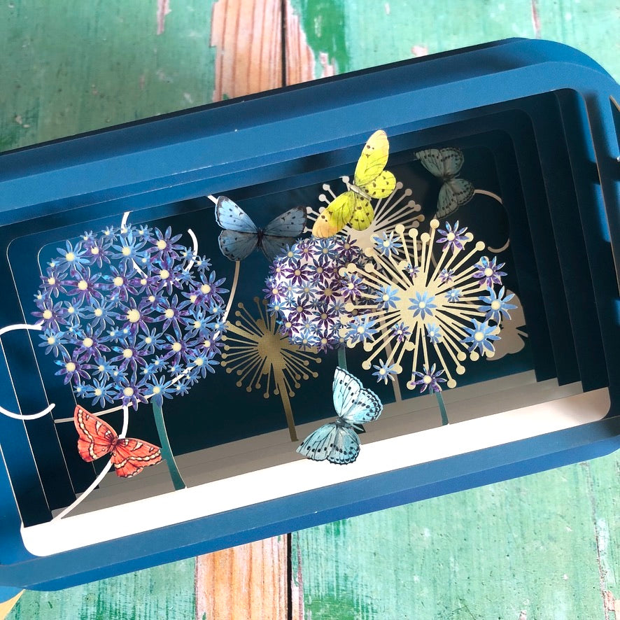 Message in a Bottle 3D Card - Butterflies and Allium