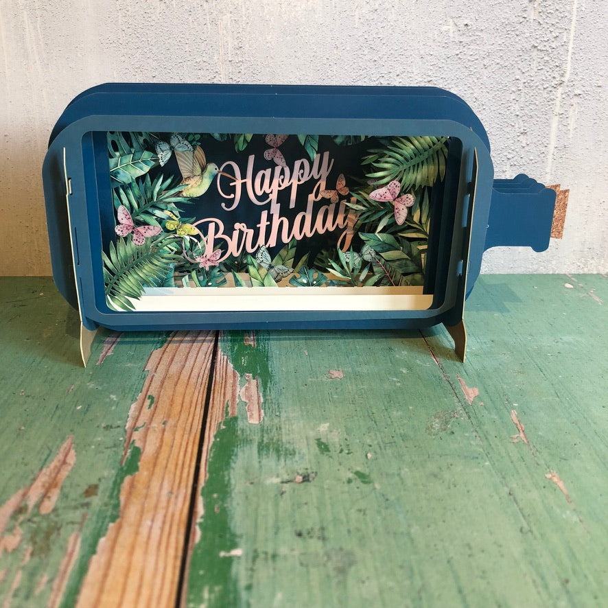 Message in a Bottle 3D Card Tropical Happy Birthday