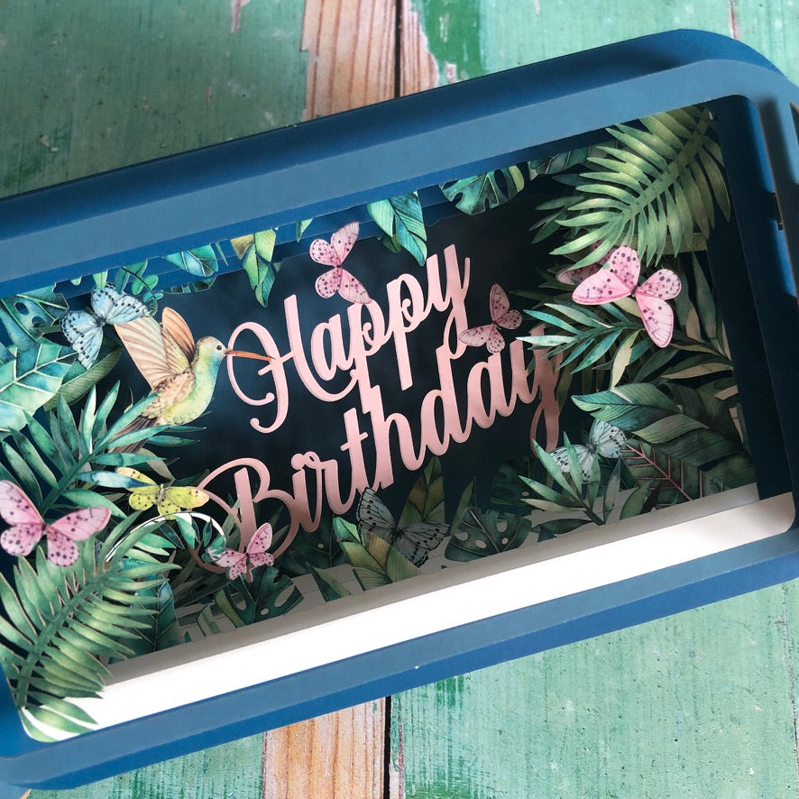 Message in a Bottle 3D Card Tropical Happy Birthday