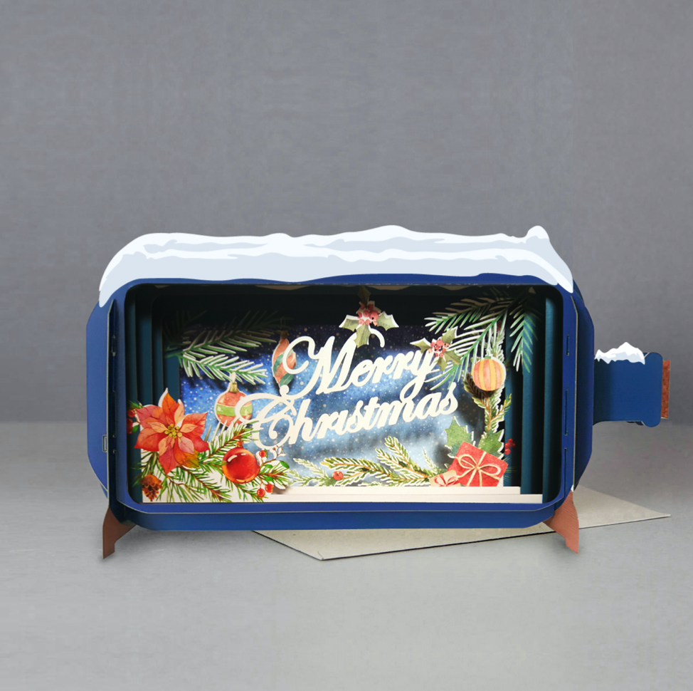 Message in a Bottle 3D Card Merry Christmas XMIB041