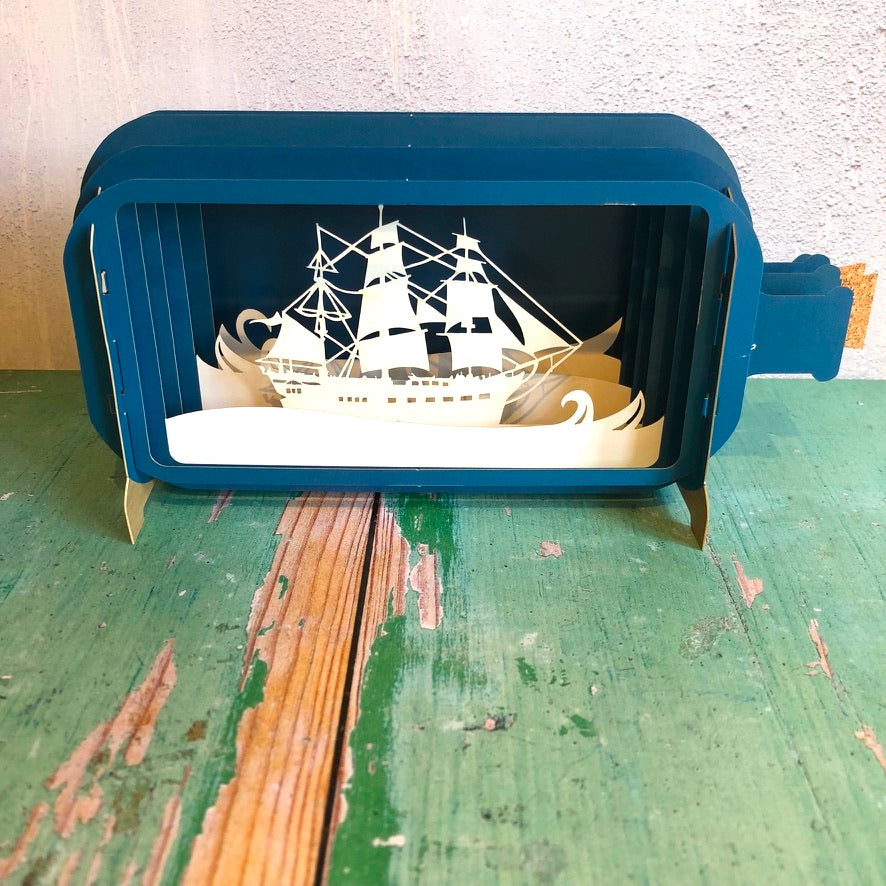 Message in a Bottle 3D Card - Ship in a Bottle MIB008