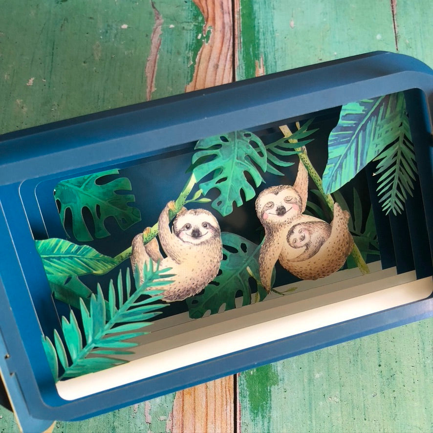 Message in a Bottle 3D Card - Sloths