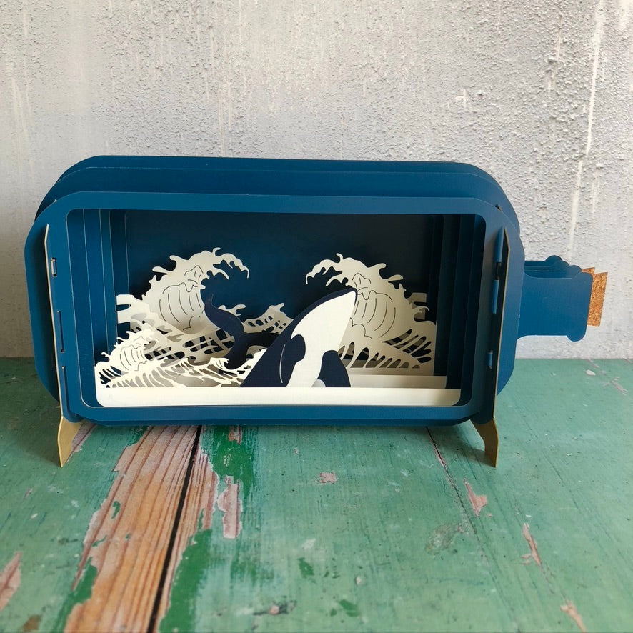 Message in a Bottle 3D Card - Whale