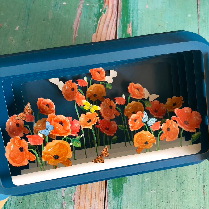 Message in a Bottle 3D Card - Poppies MIB045