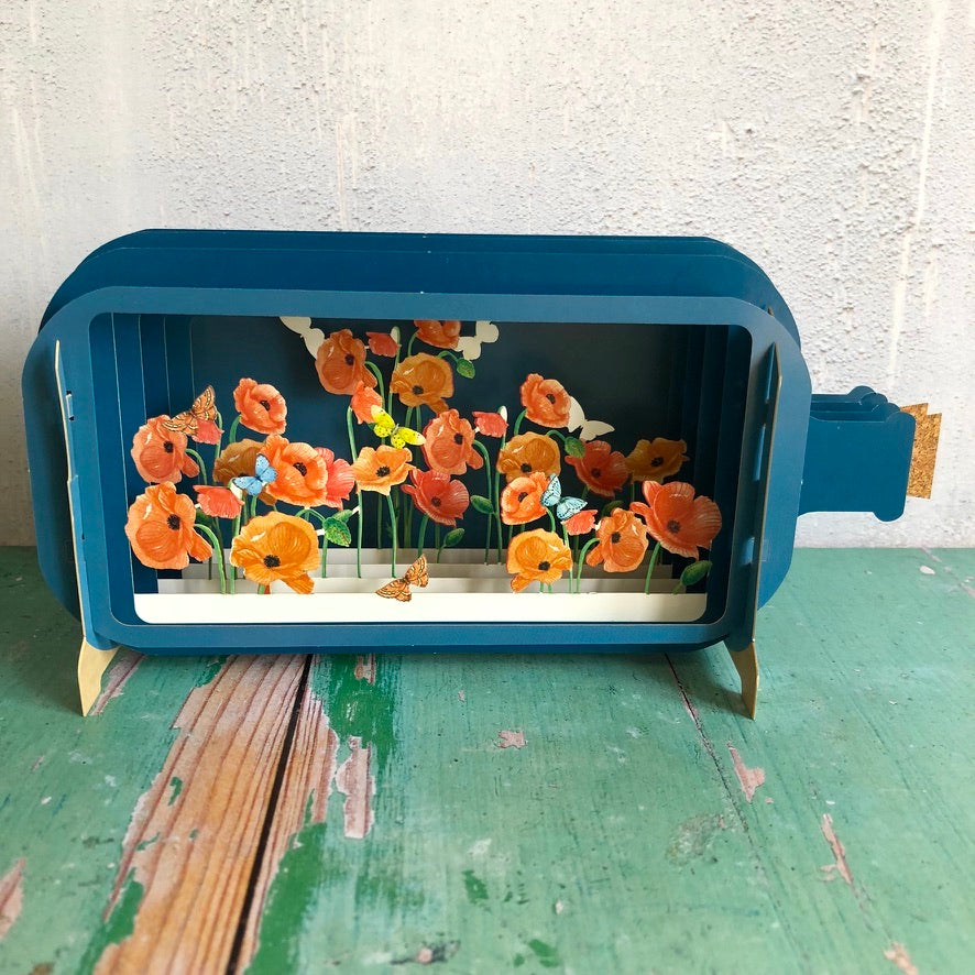 Message in a Bottle 3D Card - Poppies MIB045