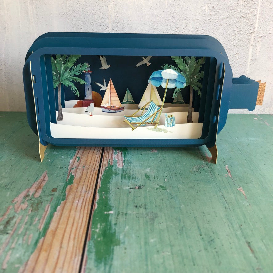 Message in a Bottle 3D Card Tropical Beach