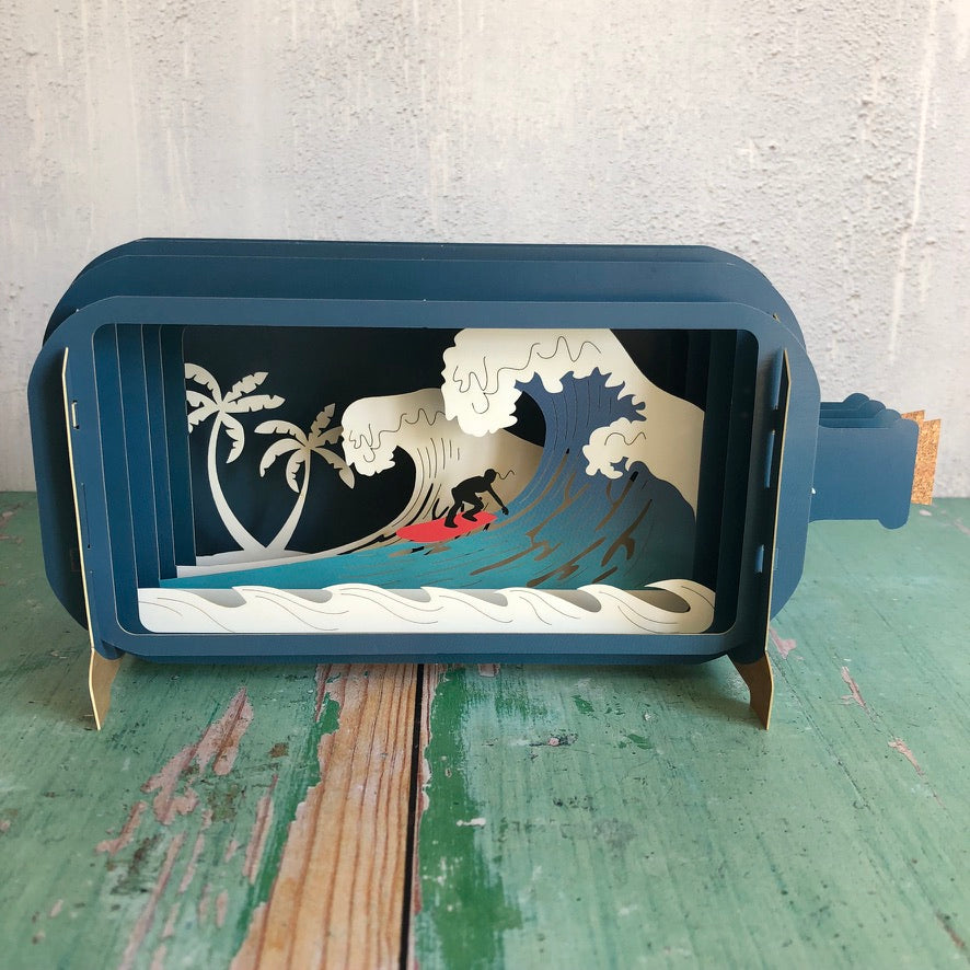 Message in a Bottle 3D Card Surfer