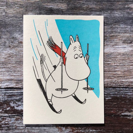 Moomin Skier Letterpress Card GLP054