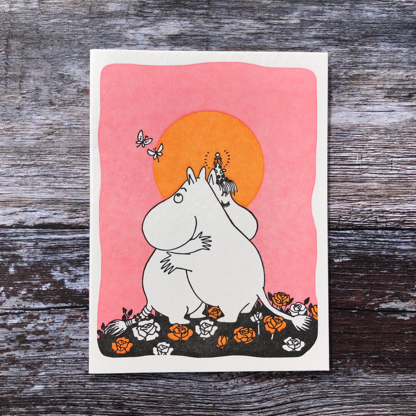 Moomin Sunset Hug Letterpress Card GLP061