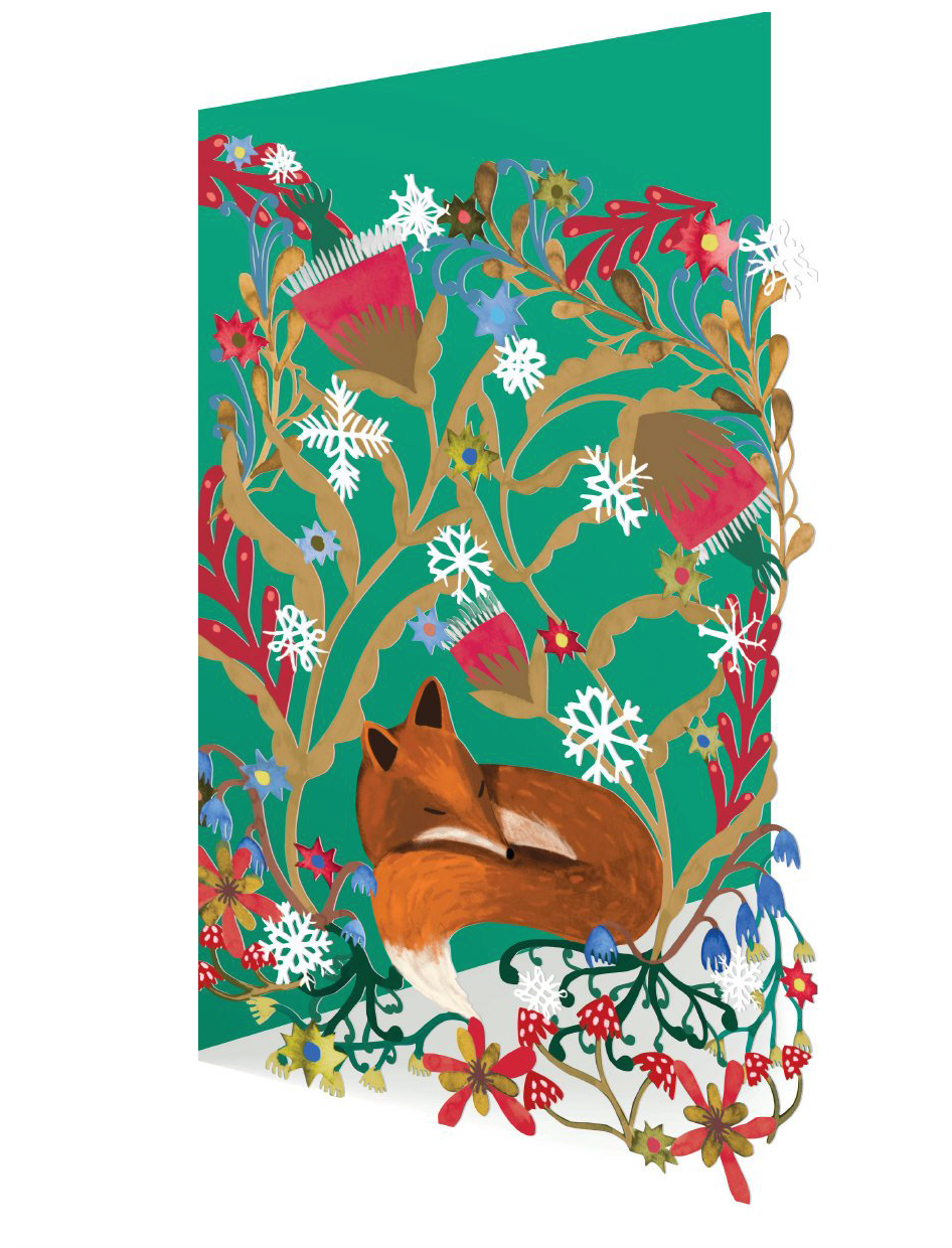 Lodestar Sleeping Fox Lasercut Christmas Card by Katie Vernon GCX964