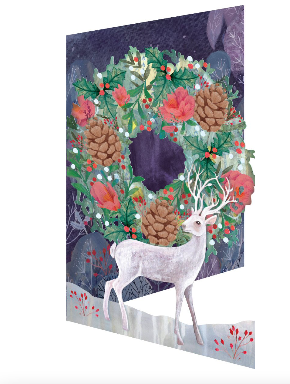 Silver Stag Lasercut Christmas Card by Kendra Binney GCX988