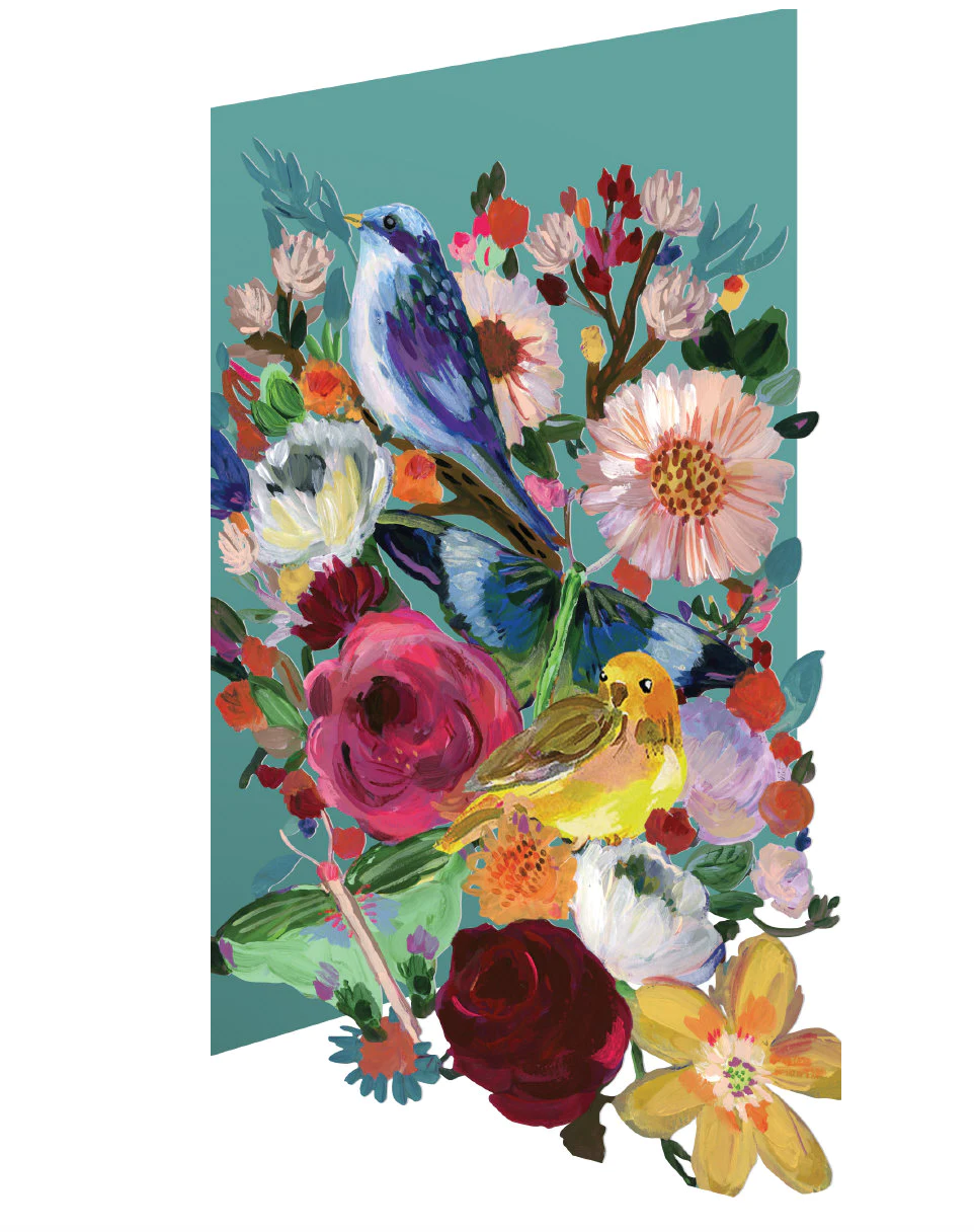 Wild Batik Floral Birds Lasercut Card by Jennifer Orkin Lewis GC2197