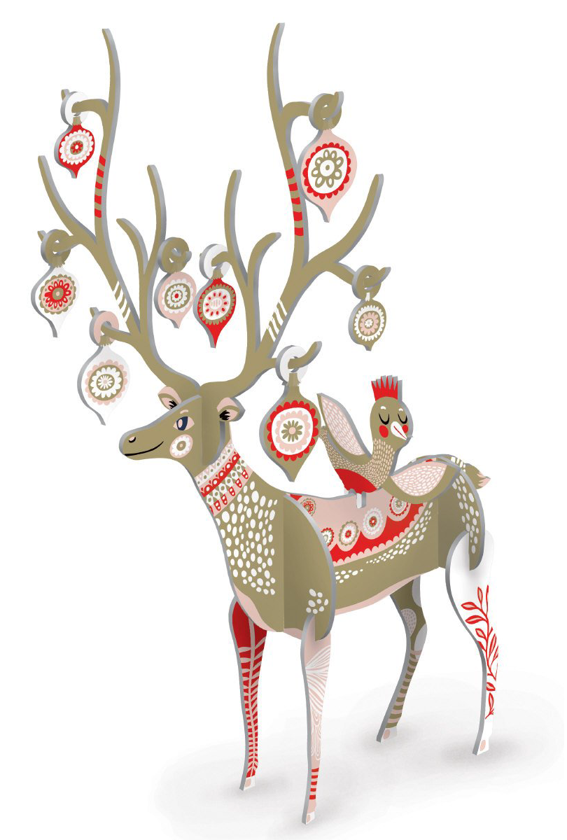 Large Folksy Reindeer Pop and Slot Decoration POP087 (NOT an Advent Calendar)