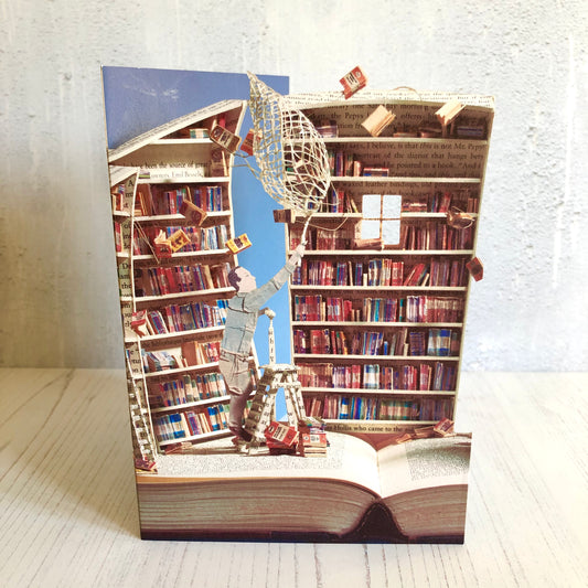 The Book Collector - Scissors Paper Tree Lasercut Card,  Su Blackwell GC2069