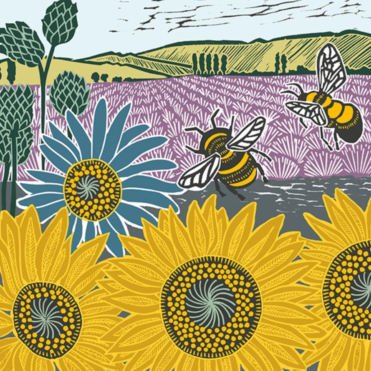Sunflowers and Bees by Katie Heiss, Nature Trail NT09A