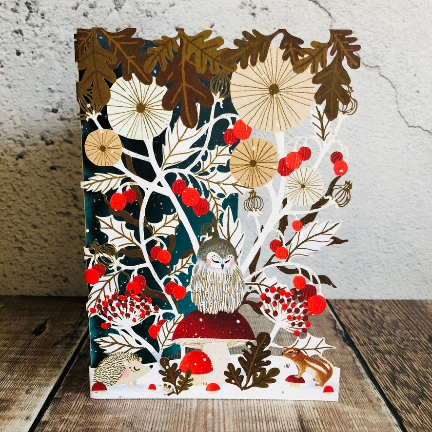 Woodland Owl Lasercut Christmas Card by Antoana Oreski GCX949