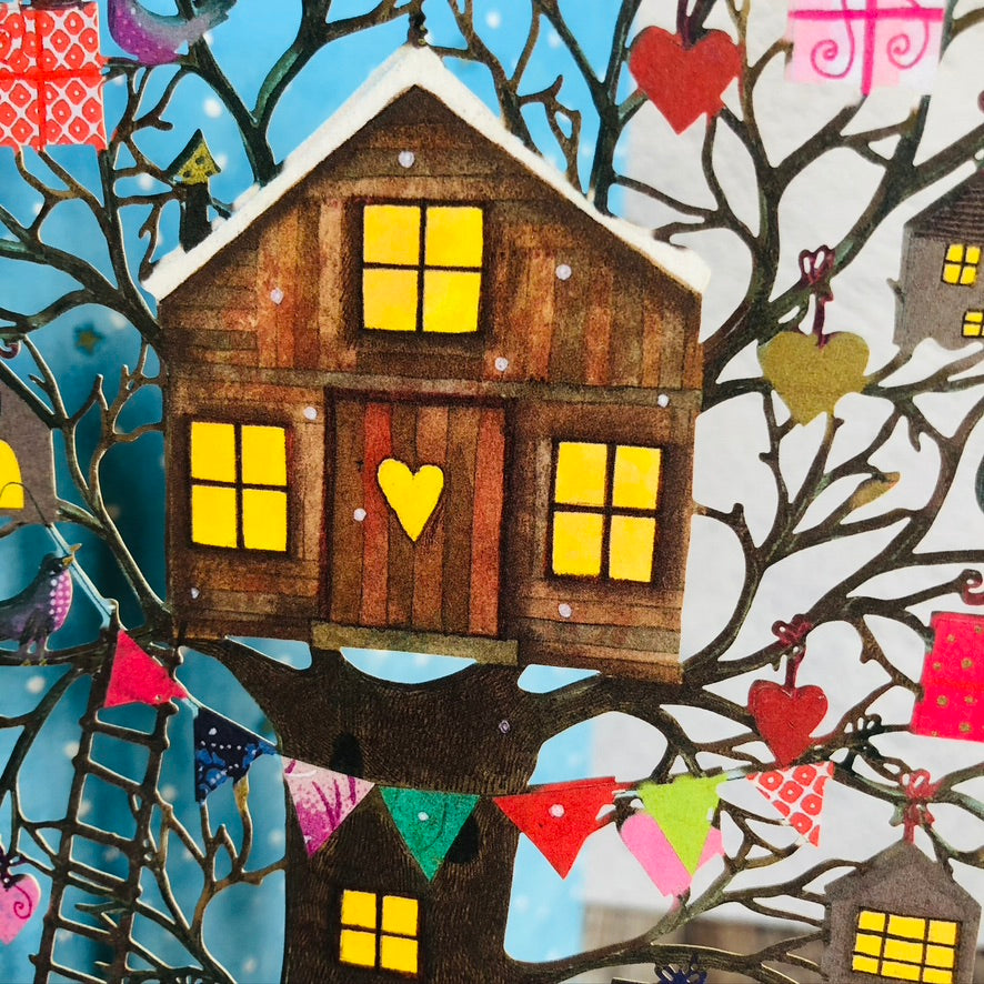Woodland Treehouse Lasercut Christmas Card by Jane Ray GCX1028