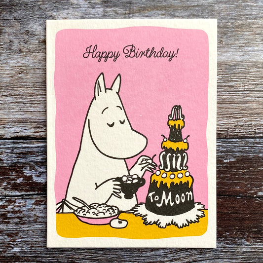 Birthday Cake Moomin Letterpress Card GLP083