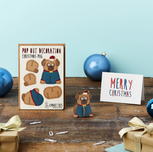 Christmas Pug Pop Out Decoration and Card