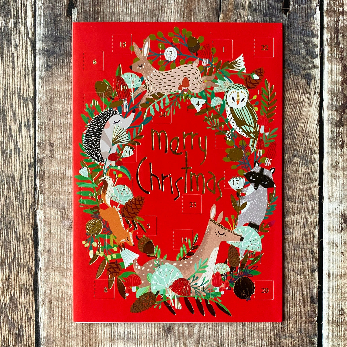 Frosty Forest Animal Wreath Mini Advent Calendar Card ACC114