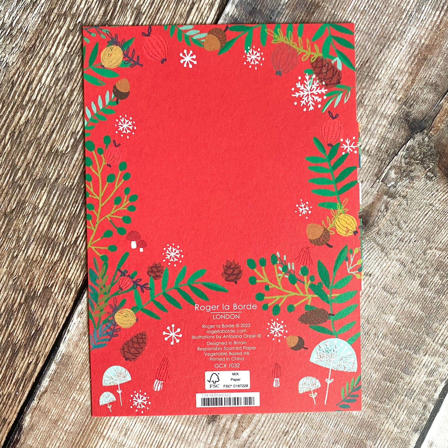Frosty Forest Animal Wreath (Red) Lasercut Christmas Card by Antoana Oreski GCX1032