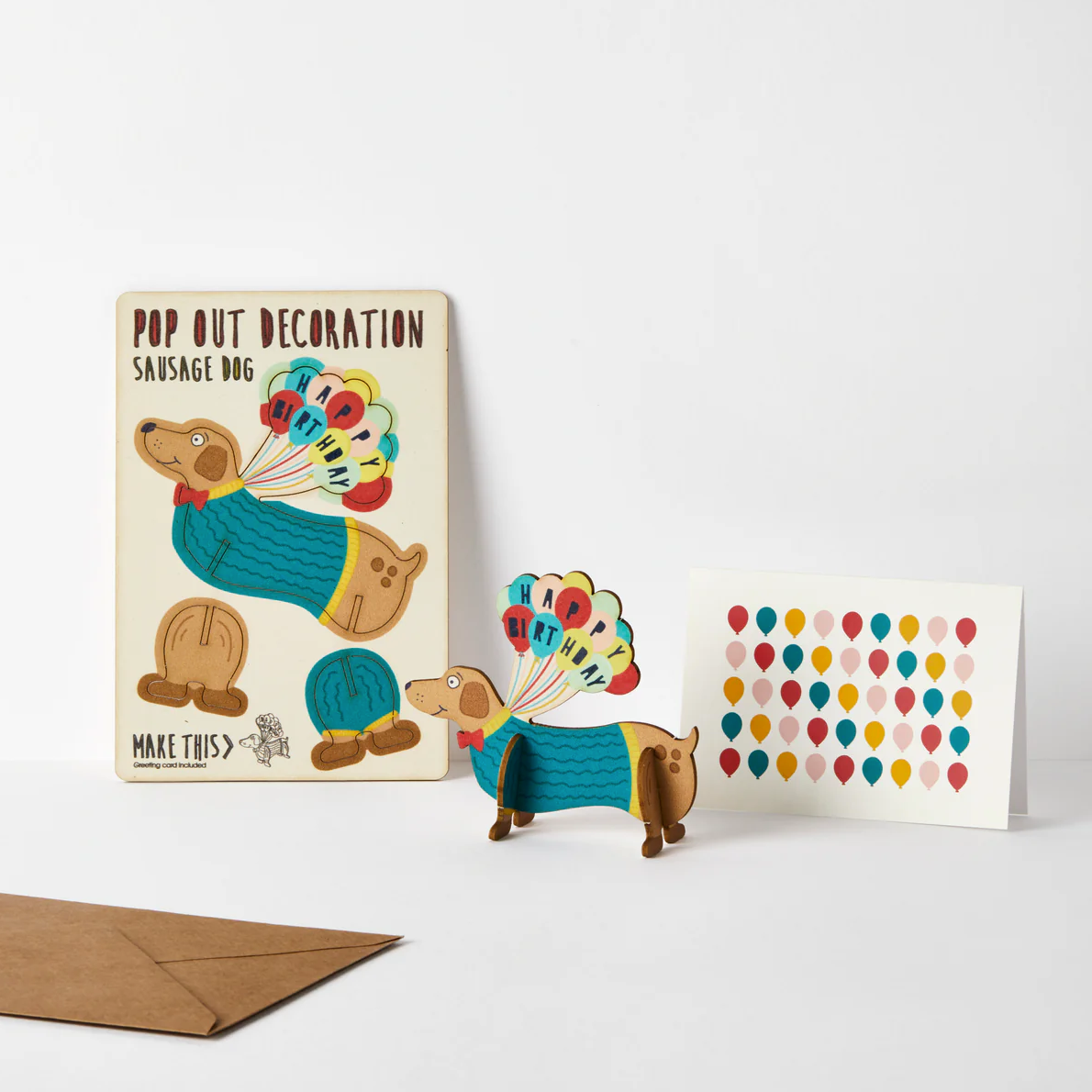 Happy Birthday Sausage Dog Pop Out Decoration and Card