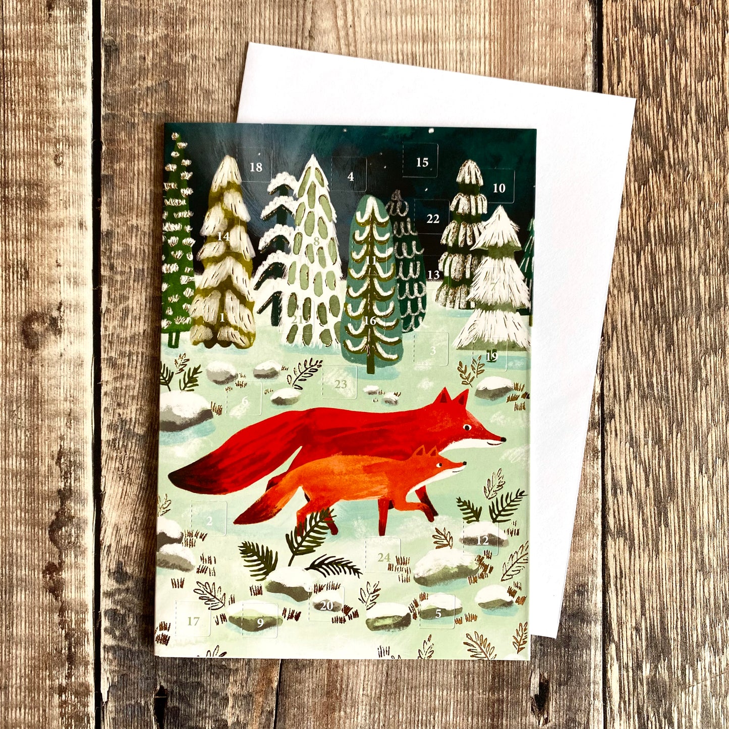 Lodestar Foxes Mini Advent Calendar Card by Katie Vernon ACC087