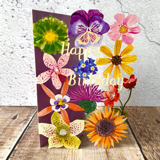 NEW Floral Happy Birthday Lasercut Card by Katie Vernon GC2478