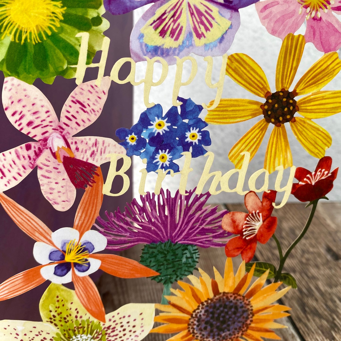 NEW Floral Happy Birthday Lasercut Card by Katie Vernon GC2478