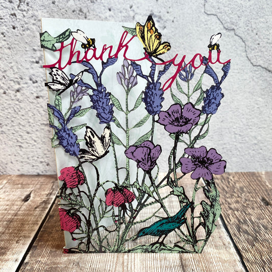 Albion Woodland Flowers and Butterfly Thank you Lasercut Card GC2376